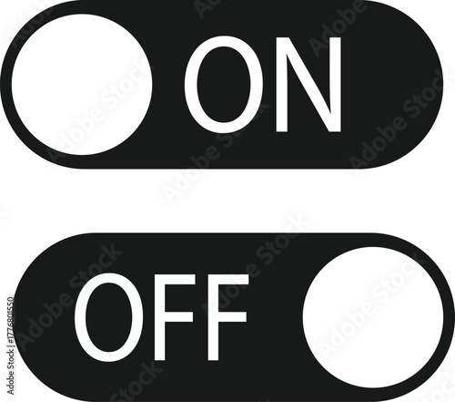 Two toggle switches, one labeled ON and the other labeled OFF, representing power states.