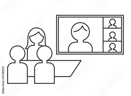 会議、ミーティング、Web会議のイラスト（遠隔会議、リモート会議）