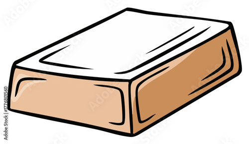 Simple rectangular brown block with a clean white top surface cartoon illustration