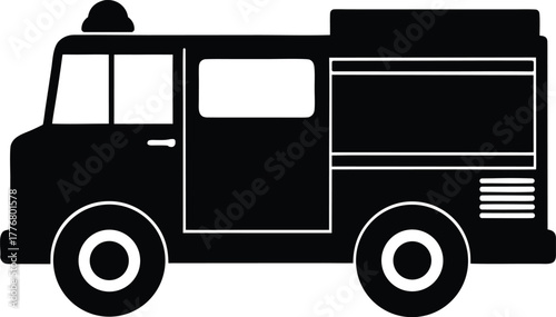 Minimalist Fire Truck Silhouette Icon