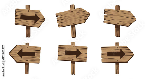 Rustic wooden signage set with arrows for directional guidance