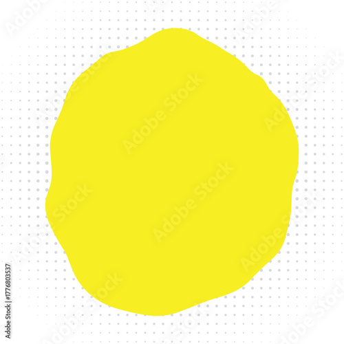 A bright yellow blob on a white background with a subtle gray dot pattern covering the entire surface