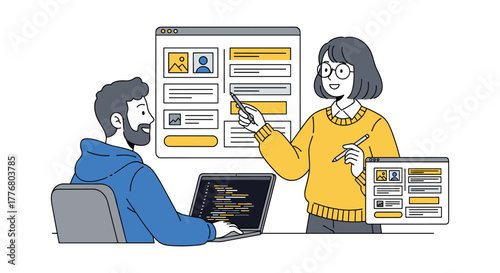 Creative collaboration and web design teamwork in a modern office setting