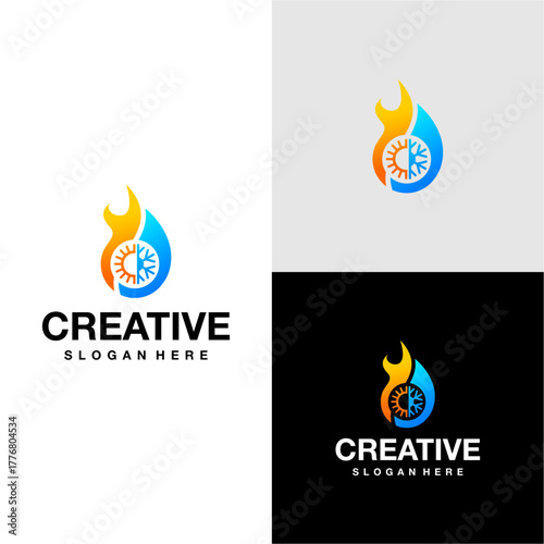 snow and fire logo for modern hot and cold energy company