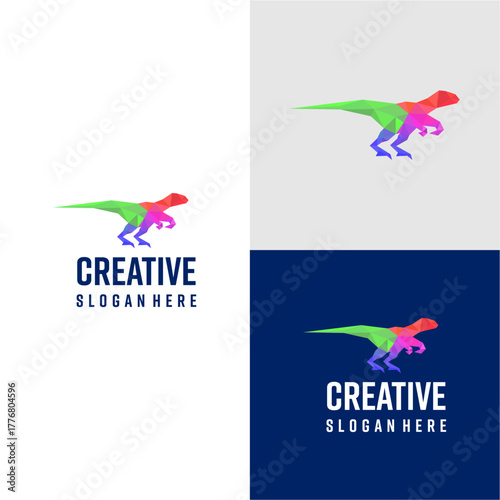 Modern technology logo combined with dinosaur elements symbolizes great power