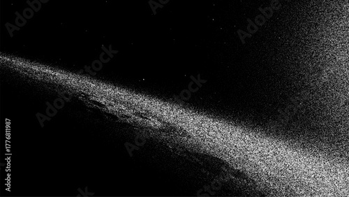 Abstract black background with white stipple texture for space, universe, galaxy concept. Digital noise effect for modern design.