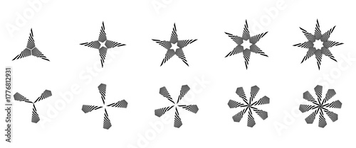 Set rotation shapes, black and white on  white background, vector