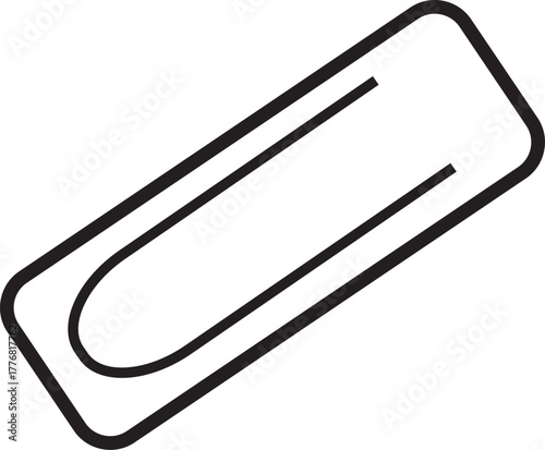 Classic paperclip outlined in black, simple office stationery tool.