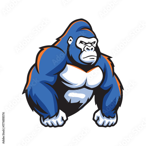 Wallpaper Mural Muscular gorilla illustration – blue body, clenched fists, and fierce pose for power branding, mascot identity, and gaming or sports-themed design. Torontodigital.ca