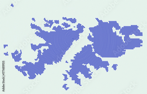 Falkland Islands shape rings. Country map formed by stacked circles. Falkland Islands boundary shape design. Vibrant vector illustration.