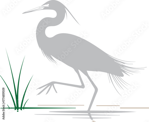 Minimal Heron Bird Vector Illustration