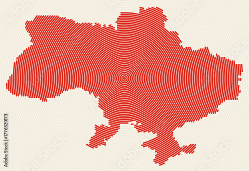 Ukraine shape rings. Country map formed by stacked circles. Ukraine boundary shape design. Modern vector illustration.