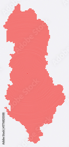 Albania shape rings. Country map formed by stacked circles. Albania boundary shape design. Awesome vector illustration.