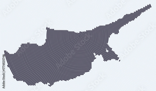 Cyprus shape rings. Country map formed by stacked circles. Cyprus boundary shape design. Artistic vector illustration.