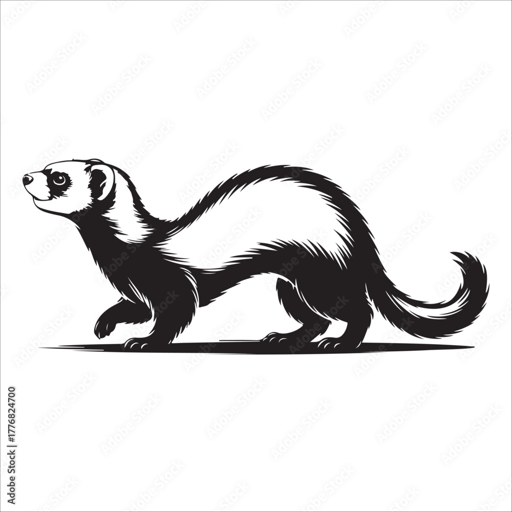 Obraz premium ferret silhouette vector illustration icon on white background