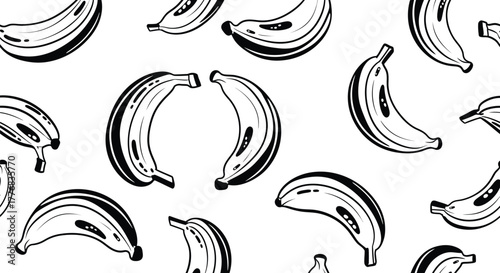 A repeating pattern of stylized bananas creates a graphic background on a white surface.
