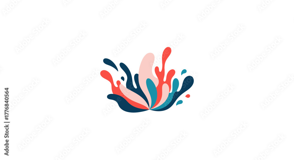 Fototapeta premium Abstract colorful shapes resembling splashes or petals exploding outwards.