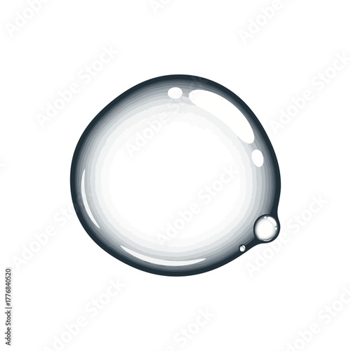 A single large water bubble with smaller bubbles attached.