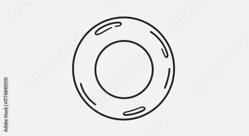 A black and white line drawing of a life preserver ring.