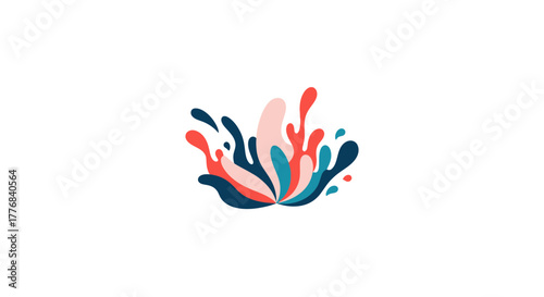 Abstract colorful shapes resembling splashes or petals exploding outwards.