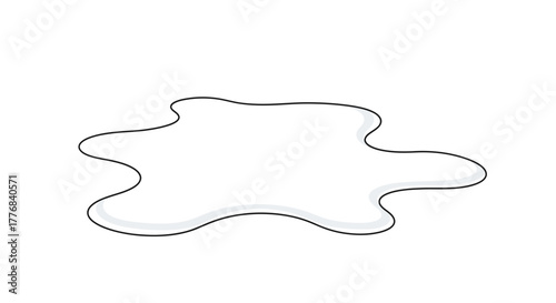 A white liquid puddle with a black outline and grey shading.