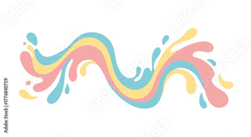 Colorful abstract wavy shapes and splashes create a dynamic fluid motion.