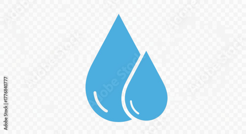 Two blue water drops with white highlights.