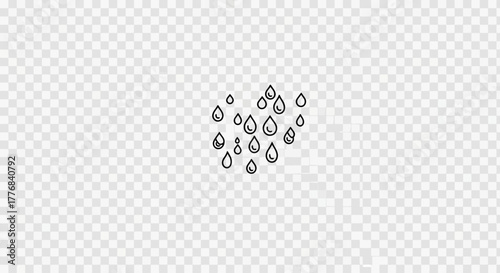 Outline of water droplets falling in a cluster.