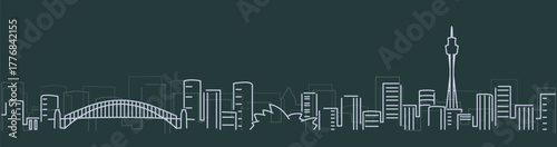 Sydney Simple Lines Skyline on Dark Background
