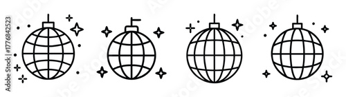 Disco ball party decorations vector illustration for celebration event and holiday design elements