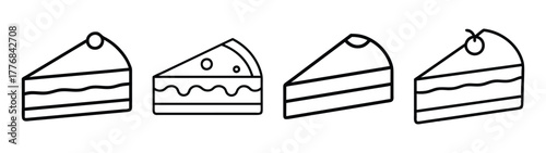 Cake slice vector illustration dessert bakery pastry sweet treat drawing line art design food icon clip art
