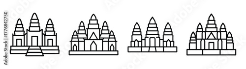 Illustration of fantasy castles towers spires architecture design building outline drawing sketch art vector