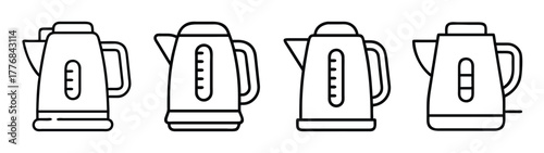 Collection of electric kettle vector illustration for kitchen appliance and hot water boiler design