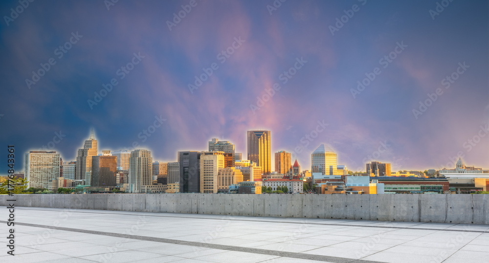 Fototapeta premium outdoor road skyline building city landscape sky night cityscape street travel