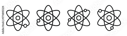 Illustration of atomic structure diagrams for science education and physics concepts learning materials
