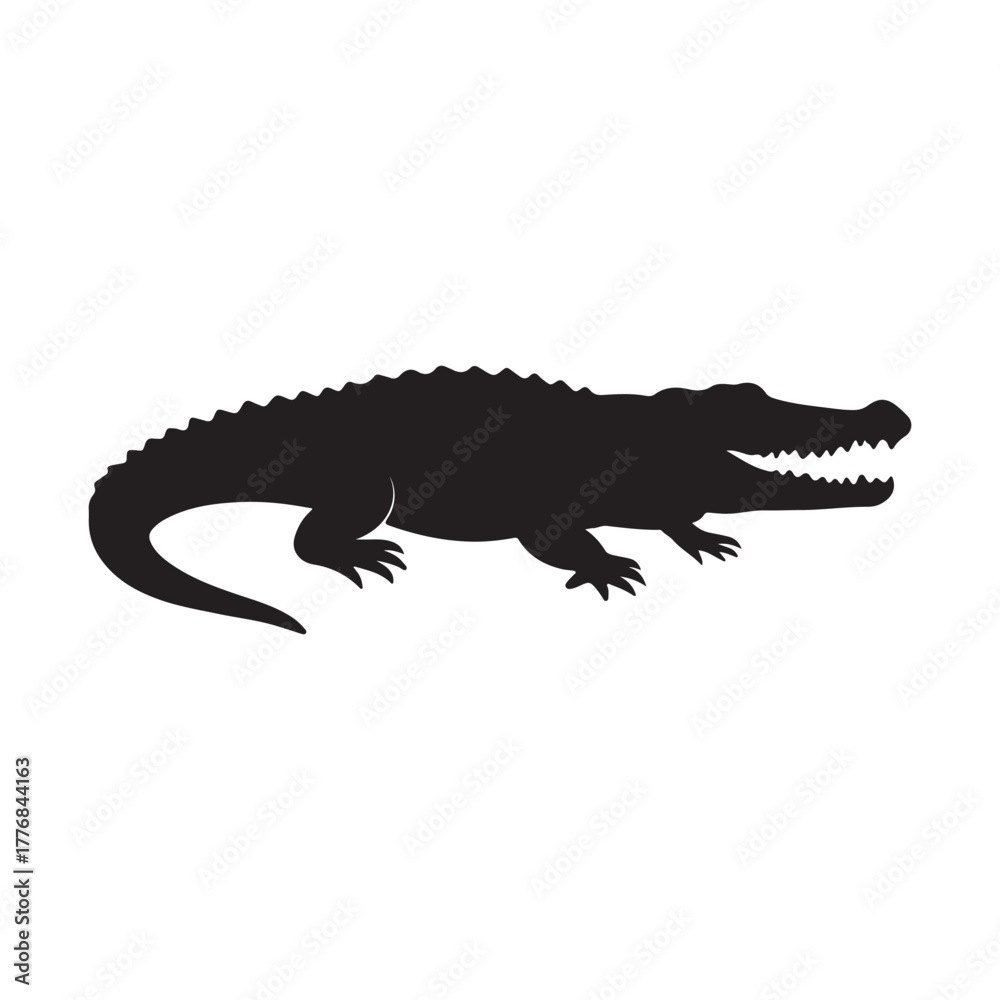 Fototapeta premium crocodile black silhouette on white background
