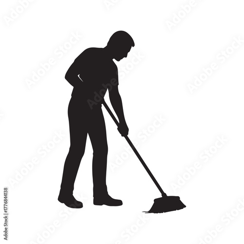 man cleaning the floor