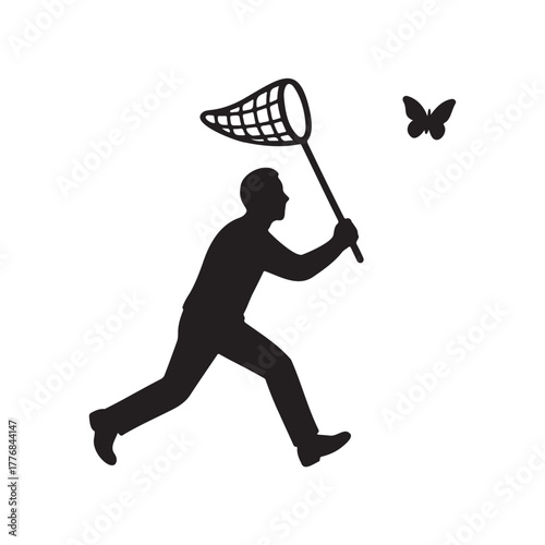 man chasing a butterfly