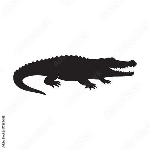 crocodile black silhouette on white background