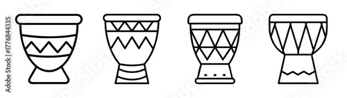 Collection of african djembe drums vector illustration percussion instrument musical equipment design