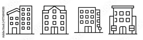 Vector illustration of city buildings cityscape outline drawing for architecture design and urban planning
