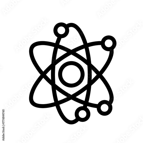 Stylized representation of an atom with electrons orbiting the nucleus, symbolizing science, discovery, and the fundamental building blocks of matter