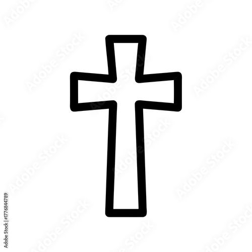 A simple black and white Christian cross illustration, symbolizing faith and spirituality, perfect for religious contexts and general design needs