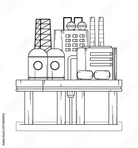 Outline offshore oil rig platform
