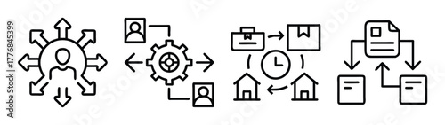 Illustrative diagram of supply chain management process workflow optimization and logistics network
