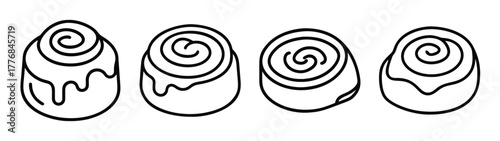 Four cinnamon rolls illustration vector graphic design bakery pastry dessert sweet treat food item isolated image