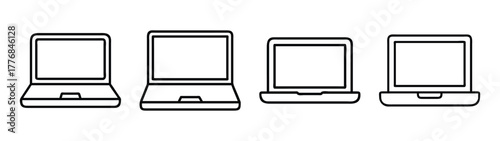 Outline vector drawing of flip phones and smartphones for mobile technology and communication use