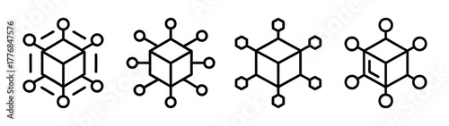 Geometric cube structures with hexagonal extensions vector illustration design element graphic art