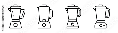 Blender kitchen appliance vector illustration set for smoothie maker and food processor design needs