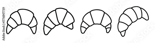 Hand drawn croissants vector illustration bakery pastry breakfast food sketch croissant set design art